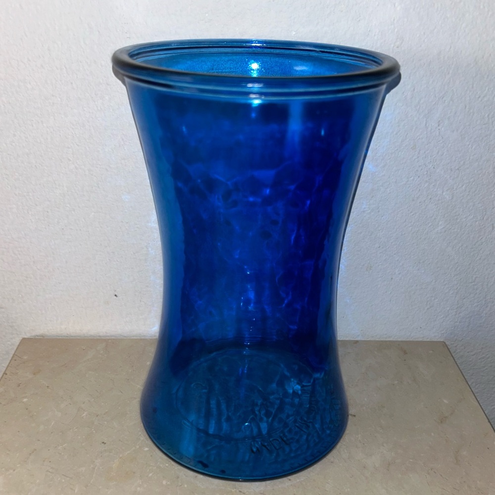 Colbolt Blue, hourglass vase 8”